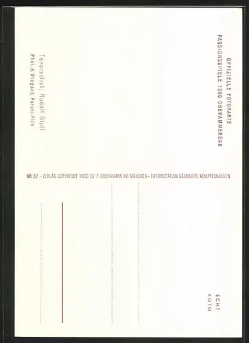 AK Oberammergau, Passionsspiele 1960, Tenorsolist Rudolf Stoll