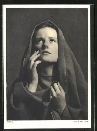 AK Oberammergau, Passionsspiele 1950, Mariadarstellerin Annemie Mayr