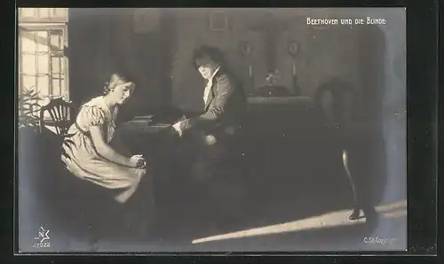Künstler-AK Beethoven und die Blinde
