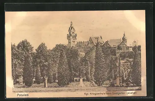 AK Potsdam, Kgl. Kriegsschule vom Lustgarten gesehen