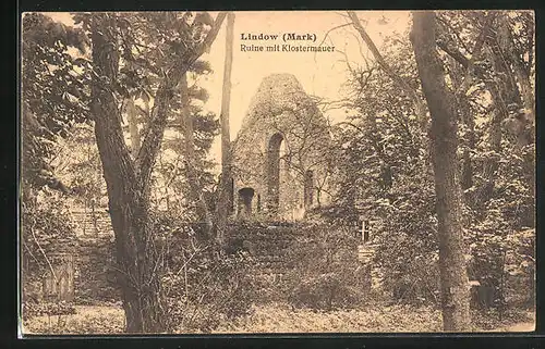 AK Lindow /Mark, Ruine mit Klostermauer
