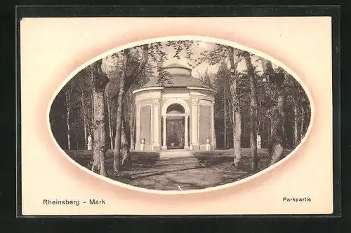 AK Rheinsberg /Mark, Parkpartie mit Pavillongebäude