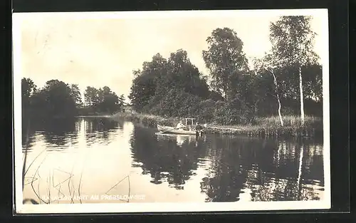 AK Prebelow /Ostprignitz, Ruderboot auf dem Prebelow-See