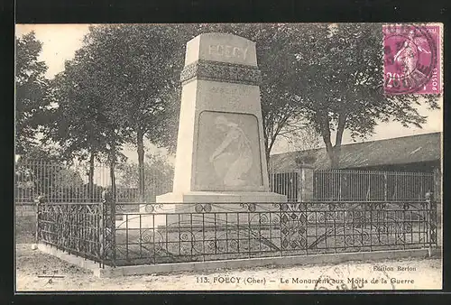 AK Foécy, Le Monument aux Morts de la Guerre