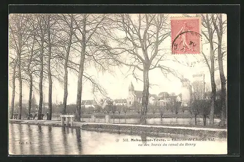 AK Mehun-sur-Yèvre, Château de Charles VII vu des bords du canal du Berry