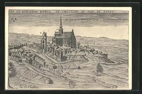 Künstler-AK Les Aix-d`Angillon, Vue ancienne XVIIe siècle