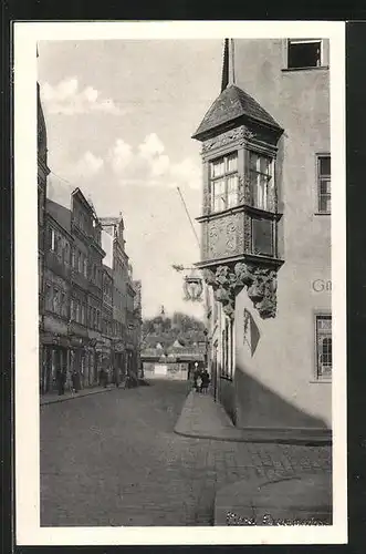 AK Pirna, Strassenpartie mit Gasthaus Engelserker