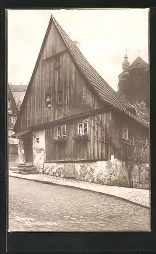 AK Bautzen, Strassenpartie mit Hexenhäuschen