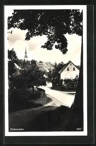 AK Siebenlehn, Strassenpartie mit Kirche