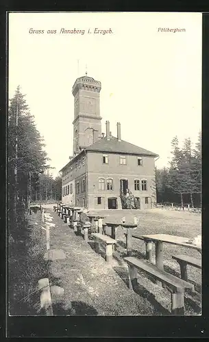 AK Annaberg i. Erzgeb., Pöhlberturm mit Besuchern