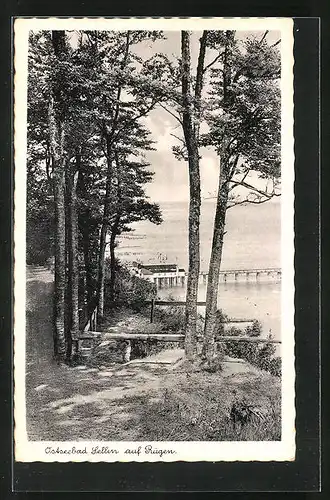 AK Sellin a. Rügen, Strandpromenade mit Seebrücke