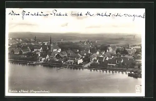 AK Ketzin an der Havel, Fliegeraufnahme mit Fluss