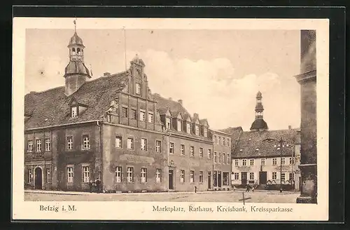 AK Bad Belzig i. M., Marktplatz, Rathaus, Kreisbank, Kreissparkasse