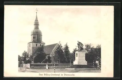 AK Dennewitz, Bülow-Denkmal mit Kirche