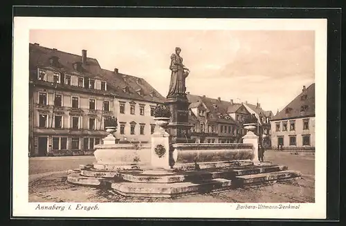 AK Annaberg /Erzg., Barbara-Uttmann-Denkmal