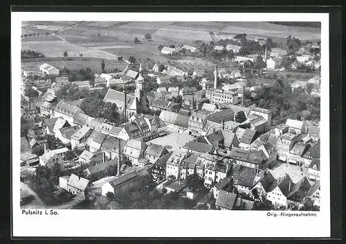 AK Pulsnitz i. Sa., Fliegeraufnahme der Stadt