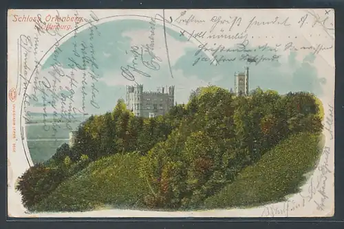 Glitzer-Perl-AK Ortenberg bei Offenburg, Schloss Ortenberg mit Glitzer-Perlen