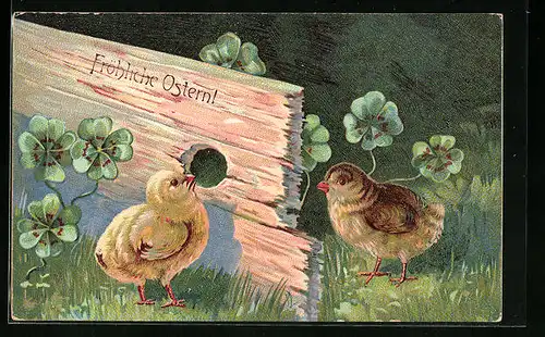 AK Osterküken im Gras