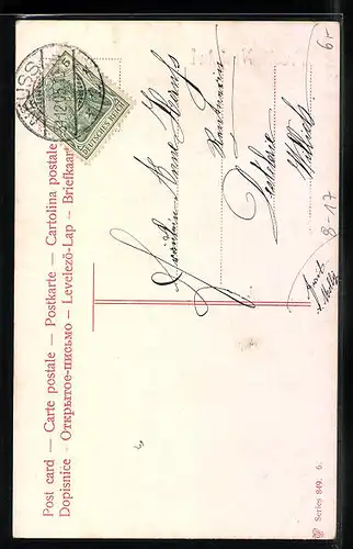 AK Kinder tragen Schornsteinfeger auf Leiter sitzend, Neujahrsgruss