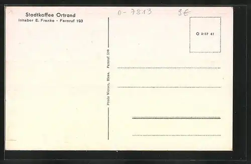 AK Ortrand, Café Stadtkaffee Ortrand, Innenansicht