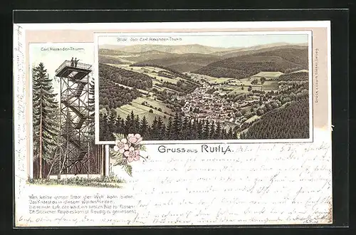 Lithographie Ruhla, Blick vom Carl-Alexander-Thurm