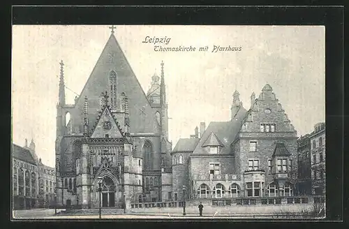 AK Leipzig, Thomaskirche mit Pfarrhaus