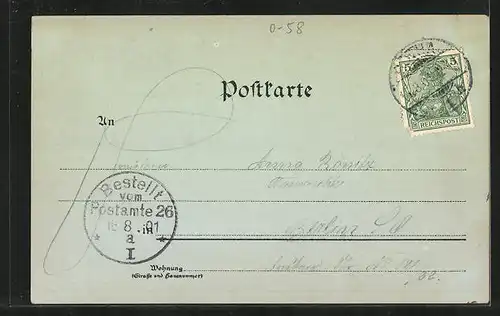 Mondschein-AK Gotha, Panoramaansicht der Stadt