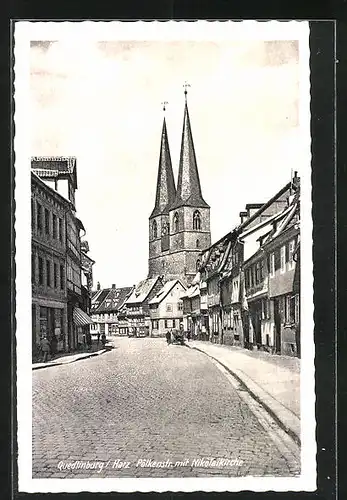 AK Quedlinburg / Harz, Pölkenstrasse mit Nikolaikirche