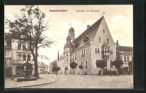 AK Aschersleben, Rathaus und Brunnen