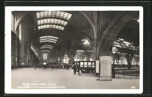 AK Leipzig, Hauptbahnhof, Innenansicht Querbahnsteig