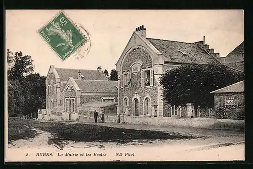 AK Bures, La Mairie et les Ecoles