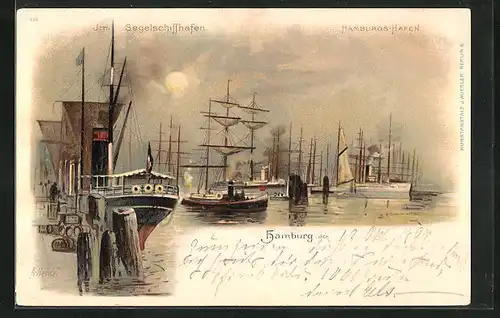 Künstler-AK A. Heide: Hamburg, Segelschiffhafen
