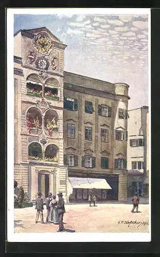 Künstler-AK E.F. Hofecker: Gmünden, Rathaus