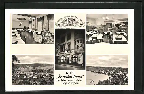 AK Boppard / Rhein, Hotel Deutsches Haus, Oberstrasse 85, Ortsansicht aus der Vogelschau