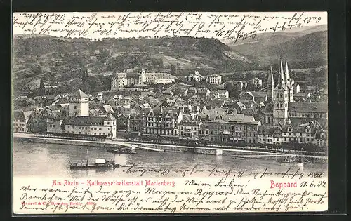 AK Boppard / Rhein, Ortsansicht und Rheinpartie mit Kaltwasserheilanstalt Marienberg