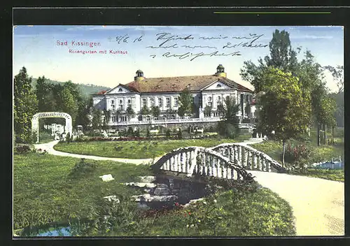 AK Bad Kissingen, Rosengarten mit Kurhaus