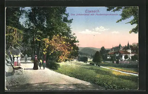 AK Eisenach, Johannistal mit Feodorenpromenade