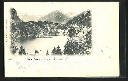 AK Oberstdorf, Freibergsee aus der Vogelschau