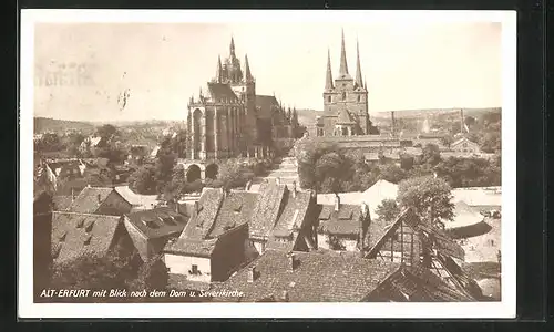 AK Erfurt, Ortspartie mit Blick zum Dom und Severikirche