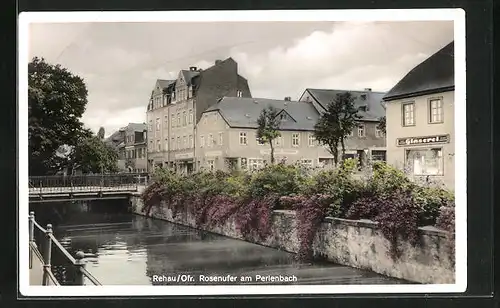 AK Rehau / Ofr., Rosenufer am Perlenbach