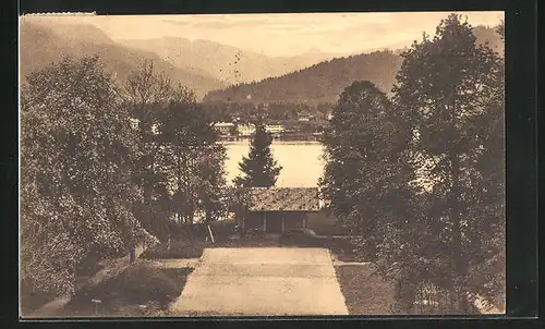 AK Tegernsee, Blick vom Haus Arco auf den Park