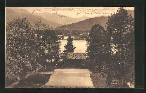AK Tegernsee, Blick vom Haus Arco auf den Park