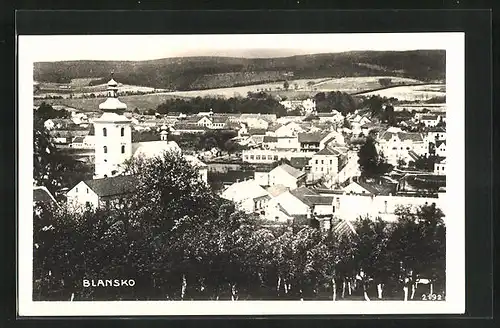 AK Blansko, Ortsansicht aus der Vogelschau