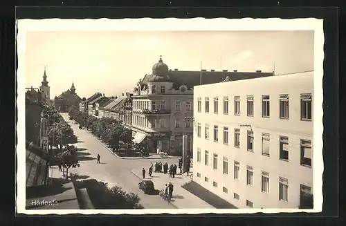 AK Göding / Hodonin, Strassenpartie aus der Vogelschau