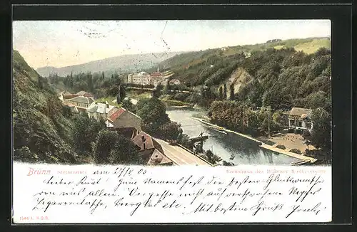 AK Brünn / Brno, Steinmühle und Bootshaus des Brünner Rudervereins
