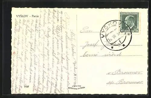 AK Wischau / Vyskov, Ortsansicht aus der Vogelschau