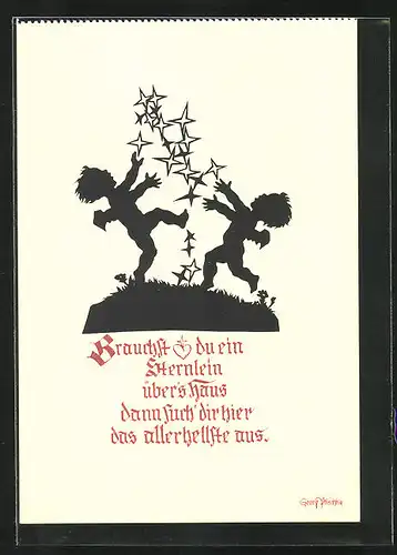 Künstler-AK Georg Plischke: Engel mit fliegenden Sternlein