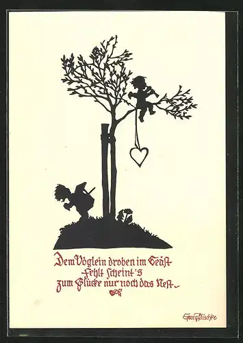 Künstler-AK Georg Plischke: Engel auf und an einem Baum