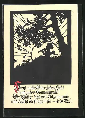 Künstler-AK Georg Plischke: Musizierender Engel unterm Baum