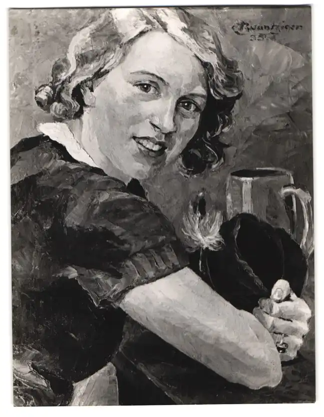 26 Fotografien Erna Wolff, München, Bildhauer bei der Arbeit im Atelier, Musikerin spielt Zither, Kunstmalerin & Gemälde 10